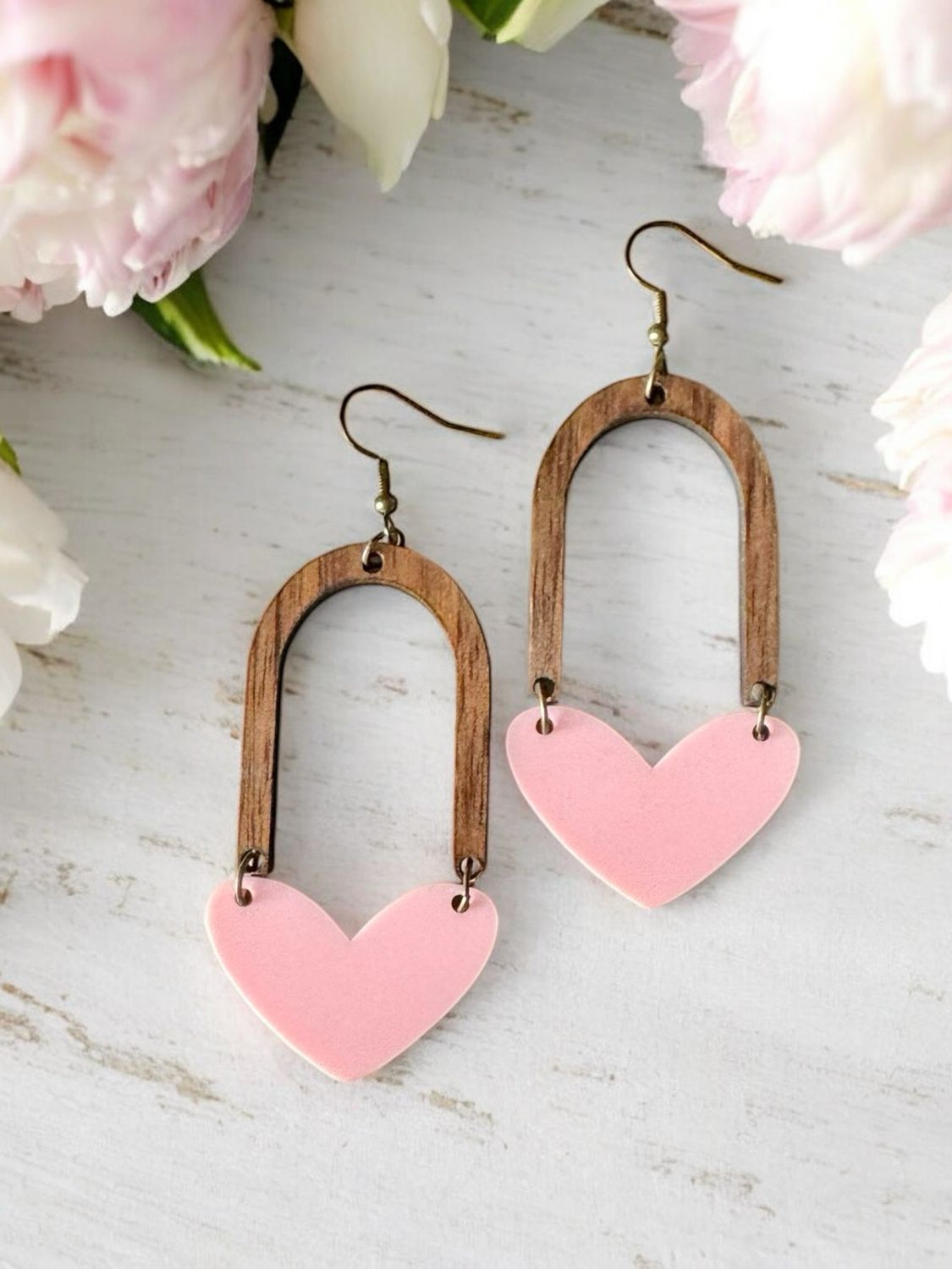 Marian Earrings (Pink Acrylic Heart)