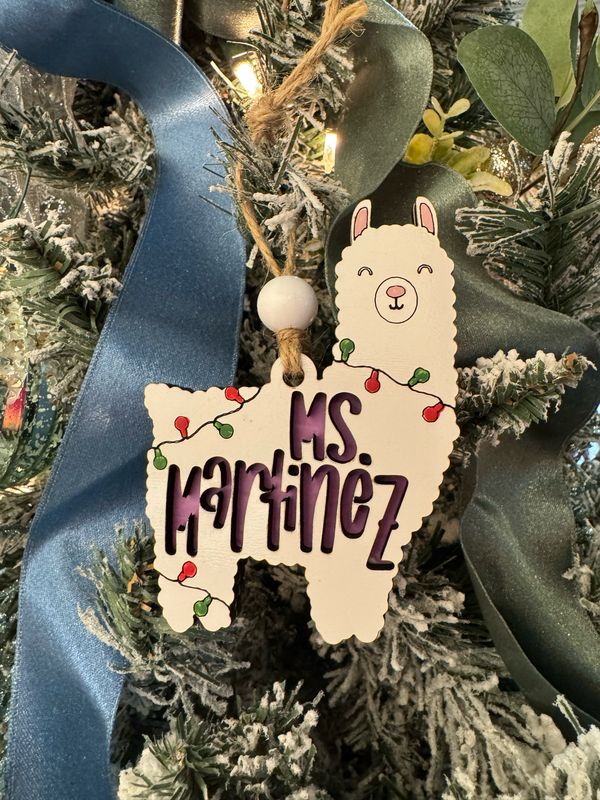 Personalized Llama Ornament