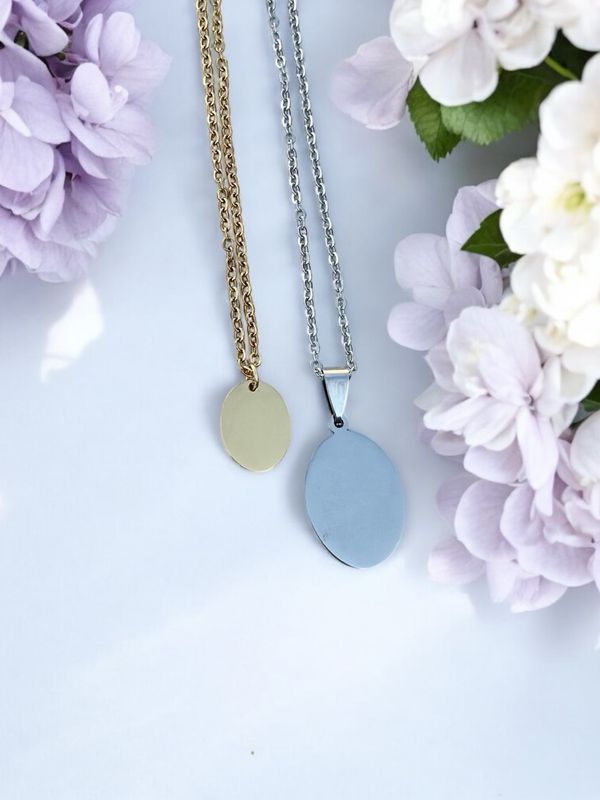 Actual Handwriting Oval Necklace
