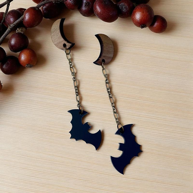 Moon And Bat Earrings