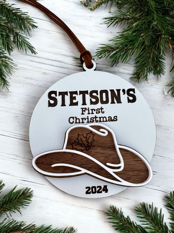Personalized Cowboy First Christmas Ornament