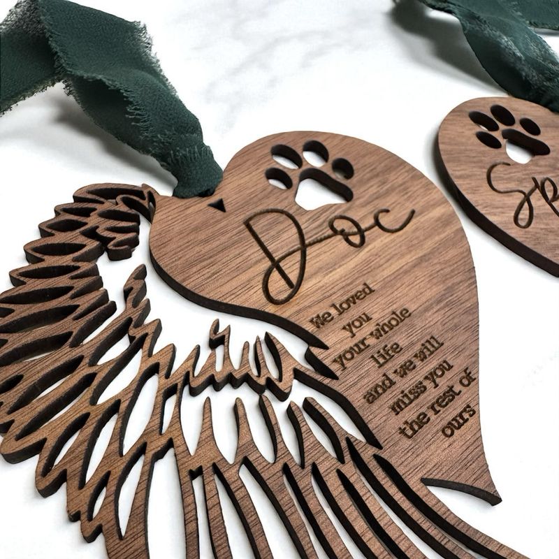 Personalized Pet Heart Wing Ornament