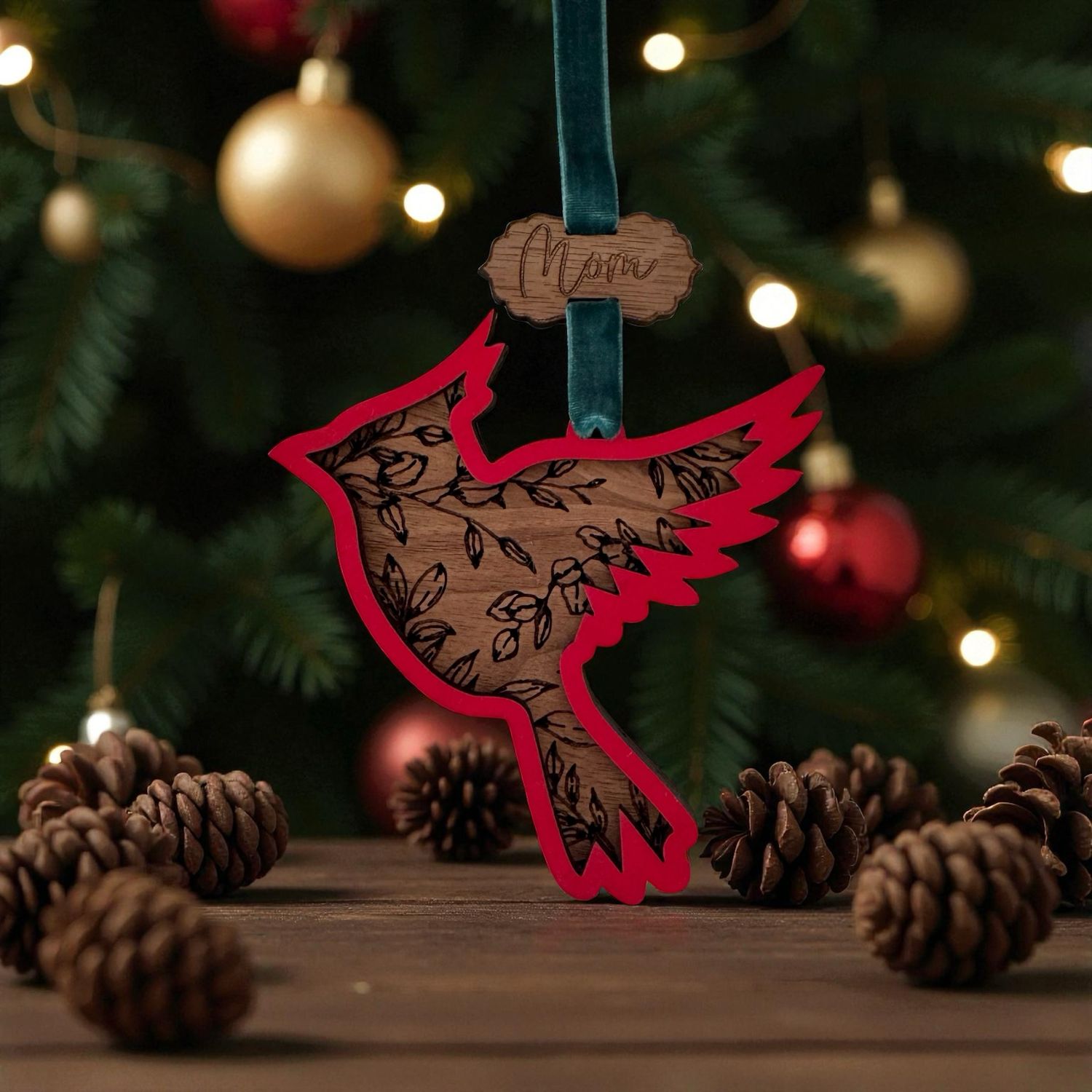 Floral Cardinal Memorial Ornament