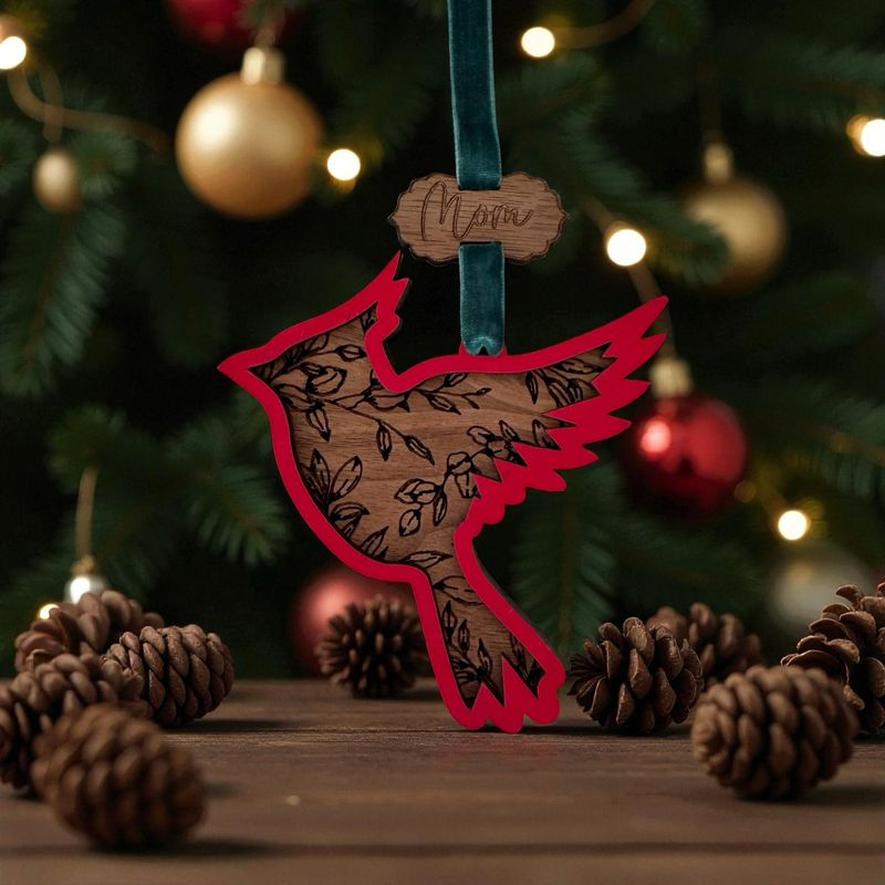 Floral Cardinal Memorial Ornament