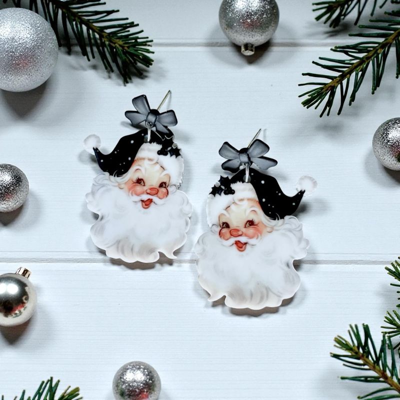 Black Santa Earrings