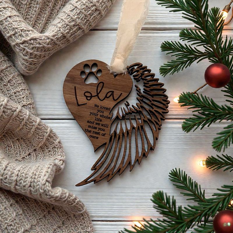 Personalized Pet Heart Wing Ornament