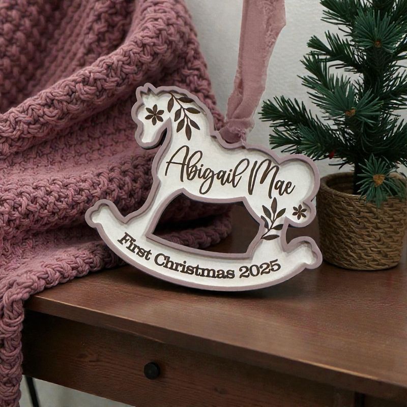 Personalized Rocking Horse First Christmas Ornament