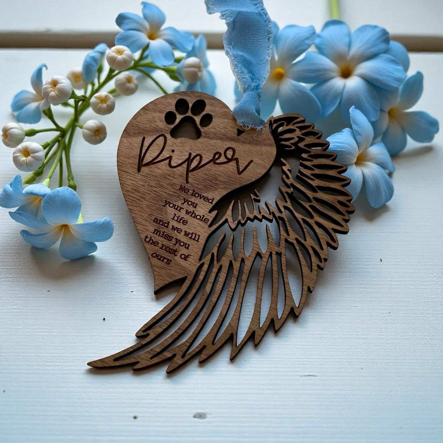 Personalized Pet Heart Wing Ornament (Loved You)