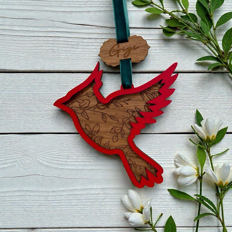 Floral Cardinal Memorial Ornament