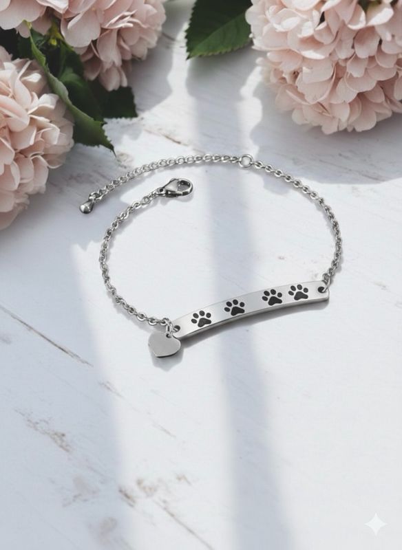 Actual Paw Print Bracelet (With Heart)