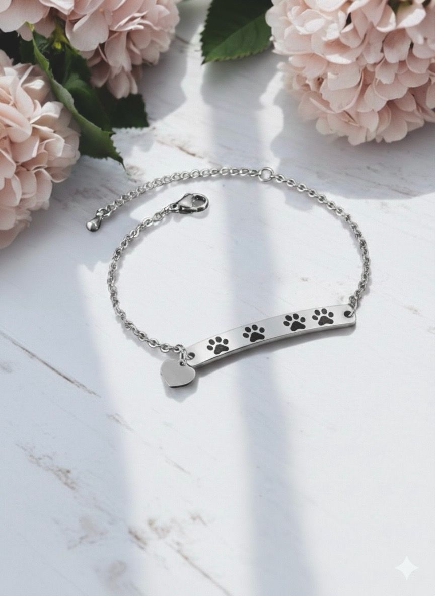 Actual Paw Print Bracelet (With Heart)