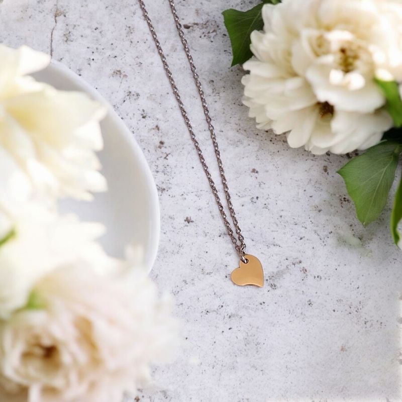 Actual Paw/Nose Print Small Rose Gold Heart Necklace (12mm Heart)