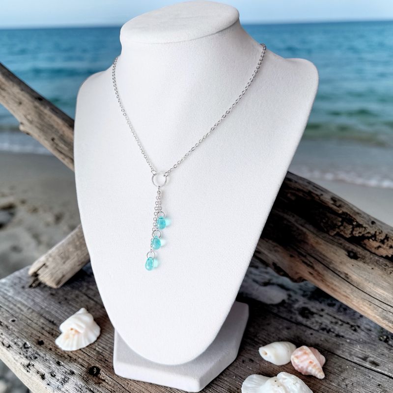 Handmade Necklace (Blue Glass Drops)