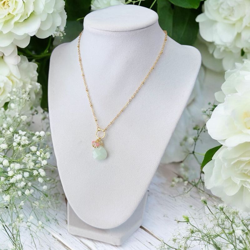 Handmade Necklace (Amazonite With Gold Satellite Chain)