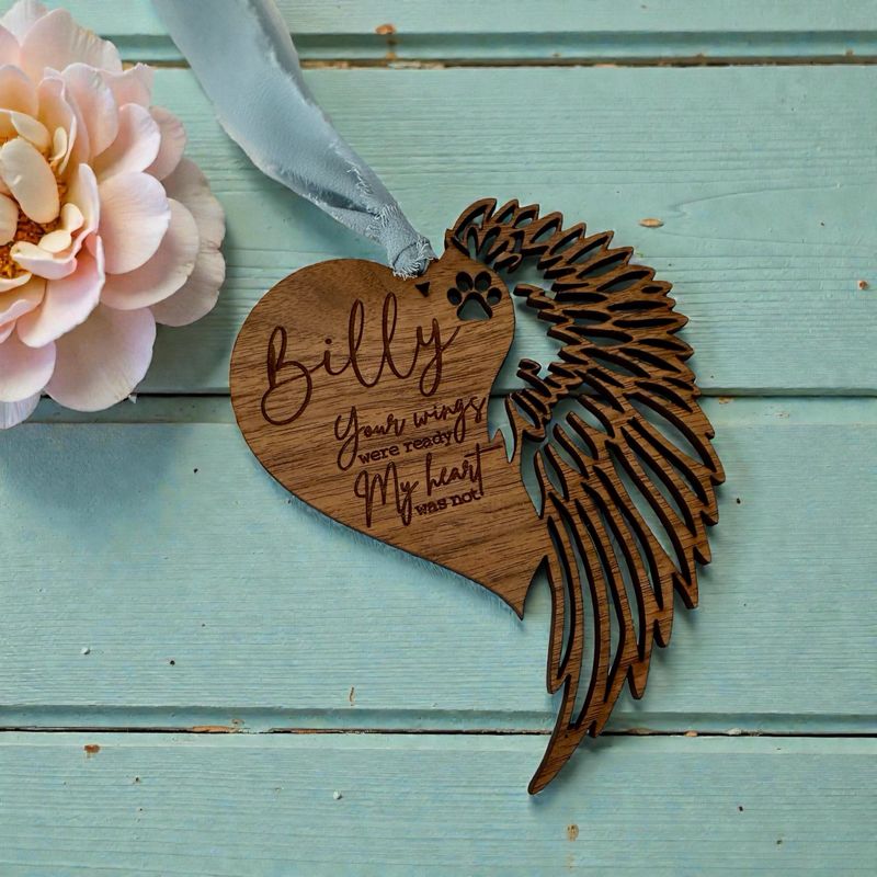 Personalized Pet Heart Wing Ornament (Your Wings)