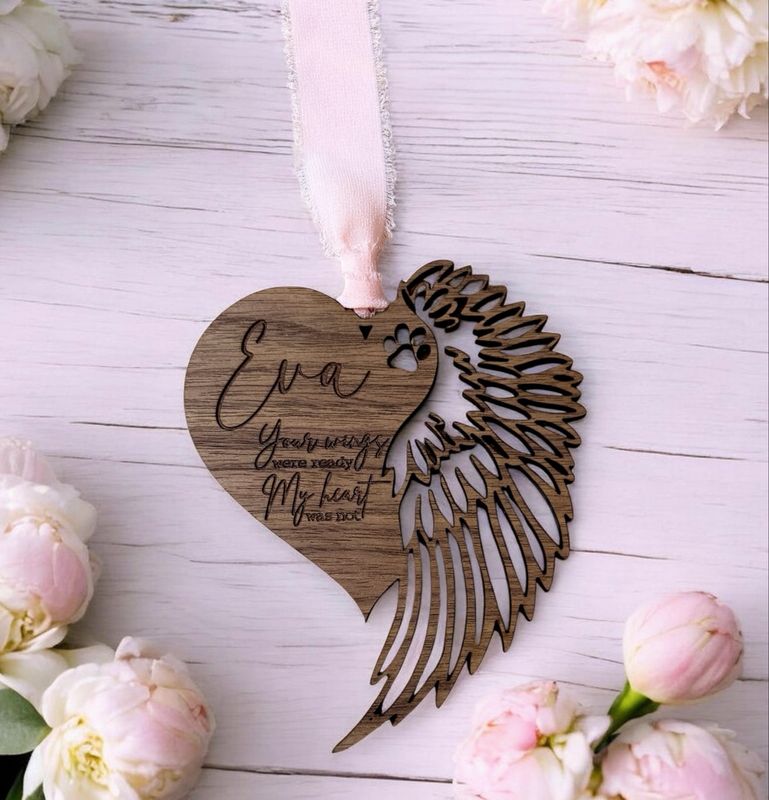 Personalized Pet Heart Wing Ornament (Your Wings)