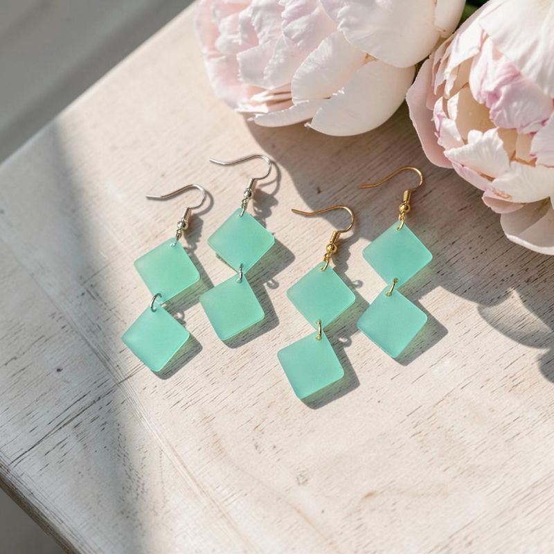 Double Diamond Earrings (Seaglass)