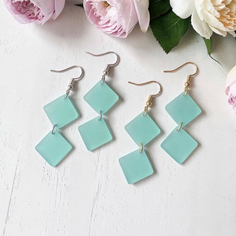 Double Diamond Earrings (Seaglass)