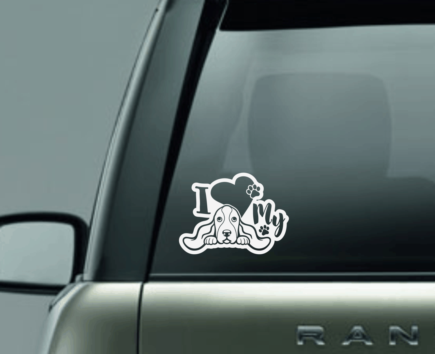 I Love My Basset Hound Window Decal
