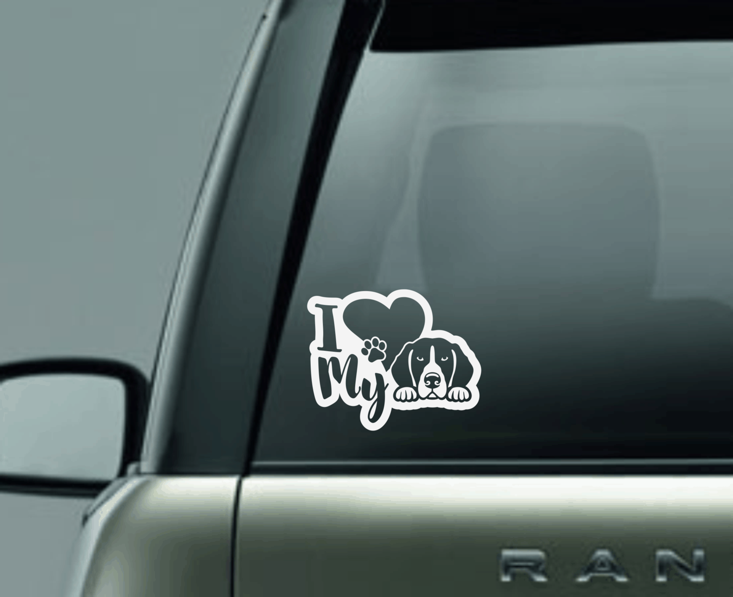 I Love My Beagle Window Decal