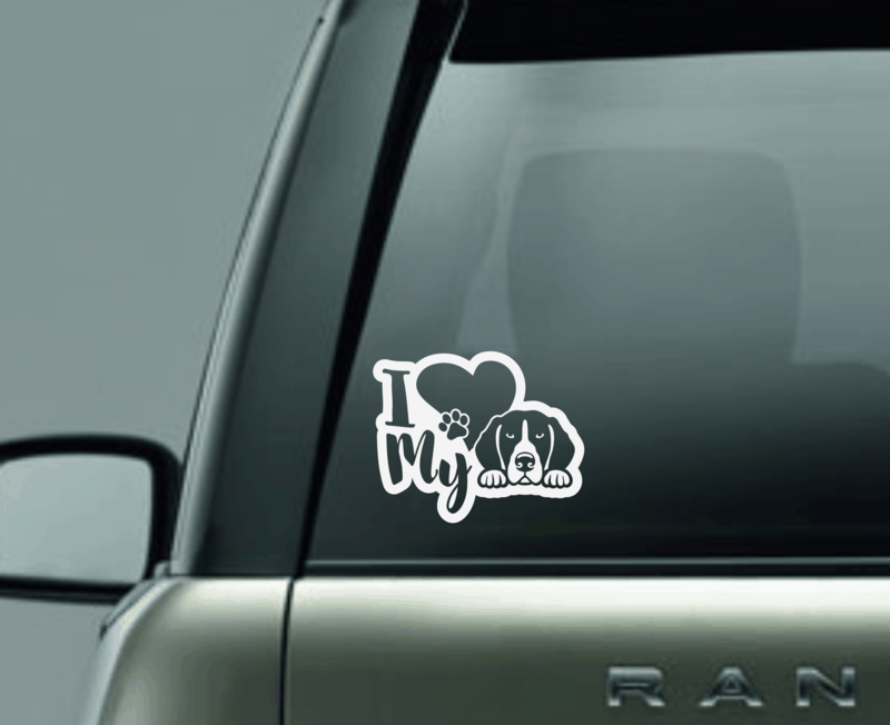 I Love My Beagle Window Decal