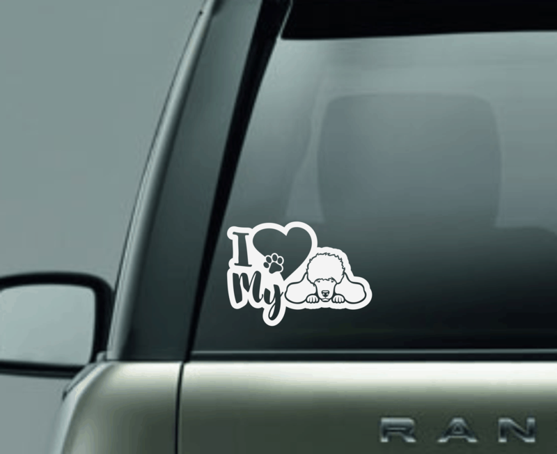 I Love My Poodle Window Decal