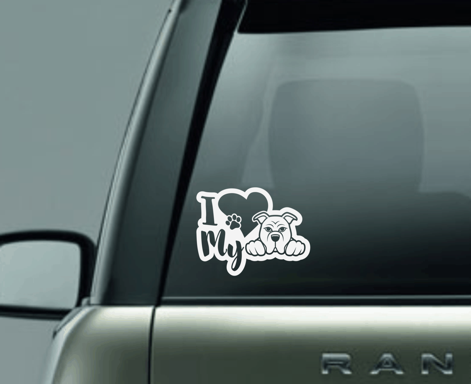 I Love My Pit Bull Window Decal