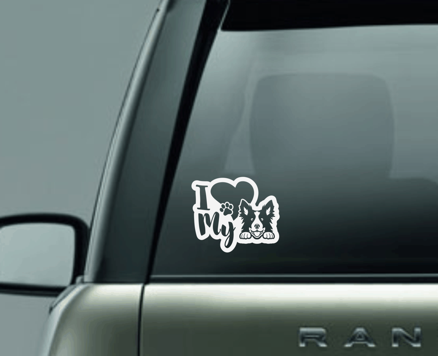 I Love My Border Collie Window Decal