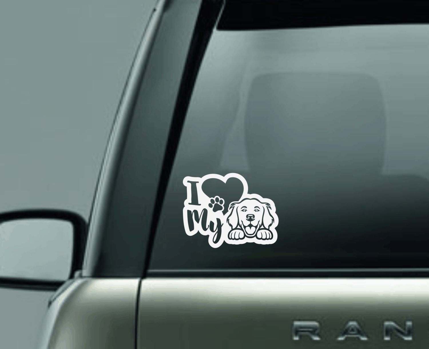I Love My Golden Retriever Window Decal