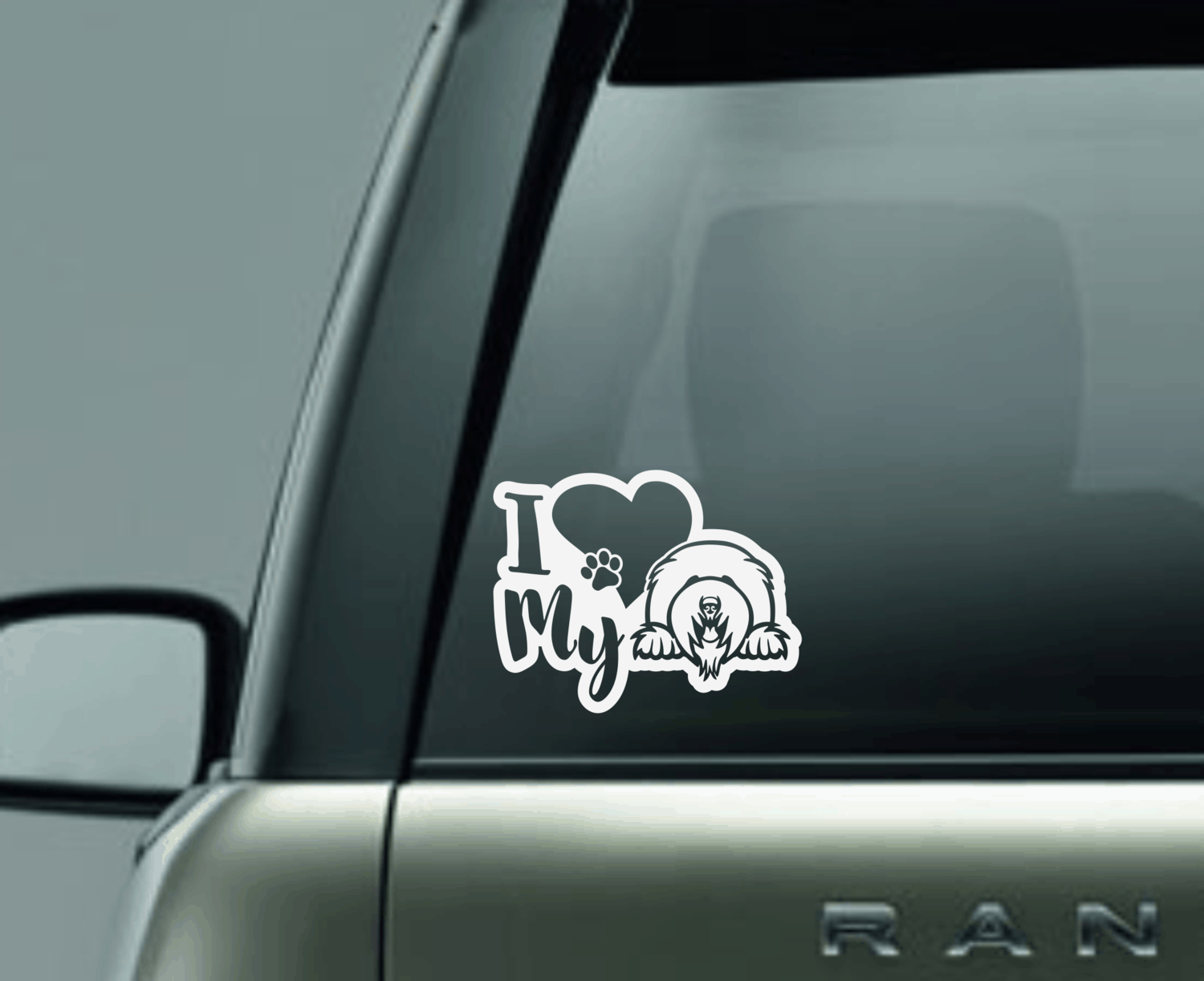 I Love My Sheepdog Window Decal