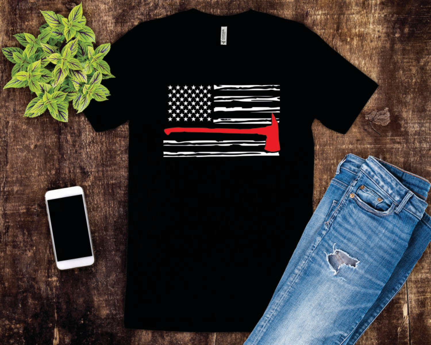 Fire Fighter Flag Tee Shirt