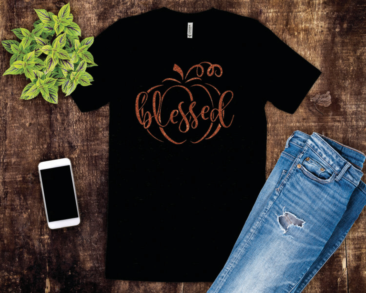 Blessed Pumpkin Glitter Tee Shirt