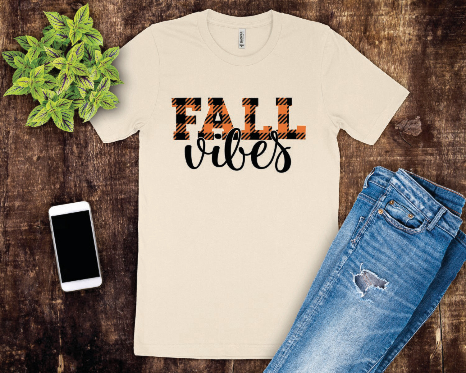 Fall Vibes Plaid Tee Shirt