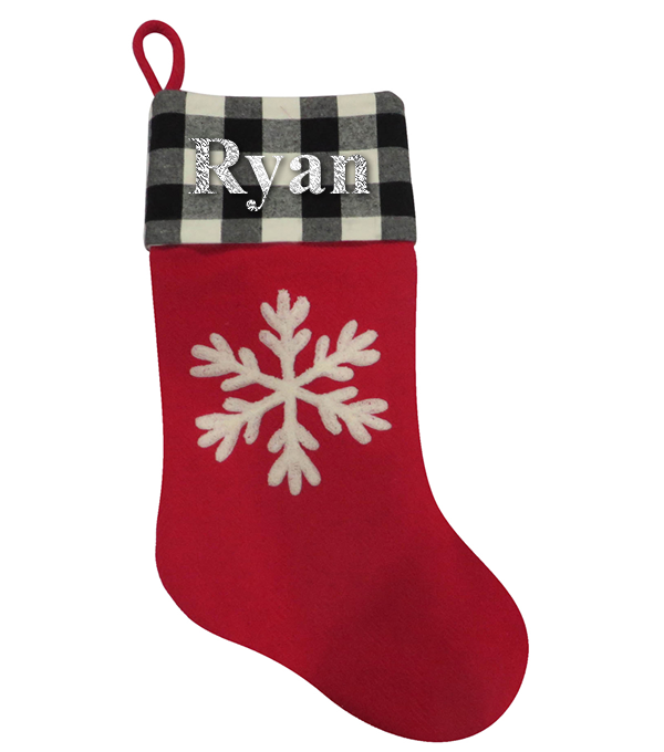 Custom Buffalo Plaid Trimmed Stocking