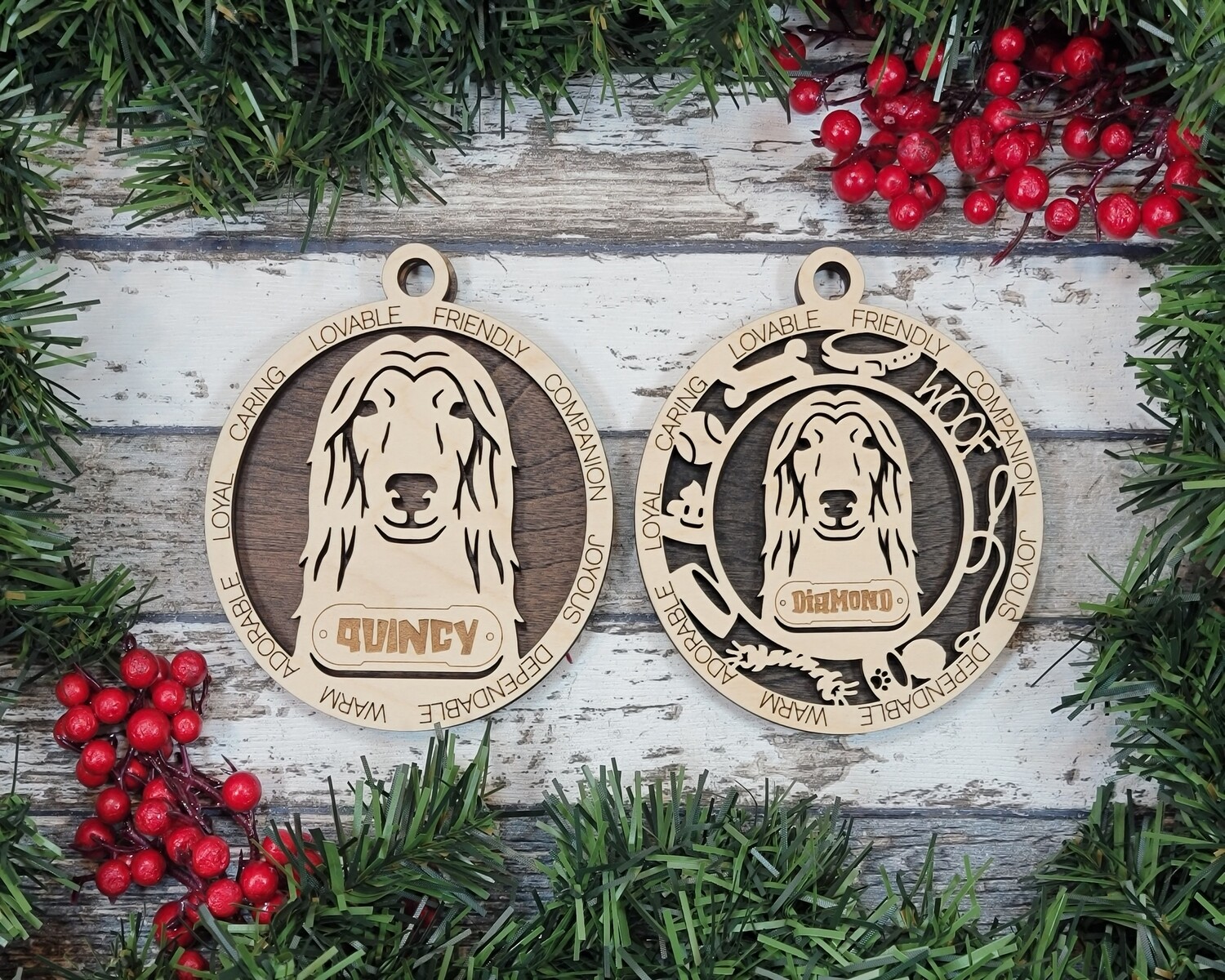 Custom Adorable Dog Ornaments, Breed: Afghan Hound