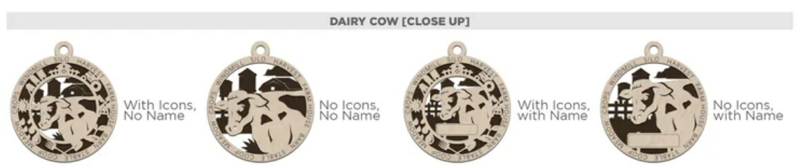Farm Fresh Customizable Ornaments, Style: Dairy cow (close up)