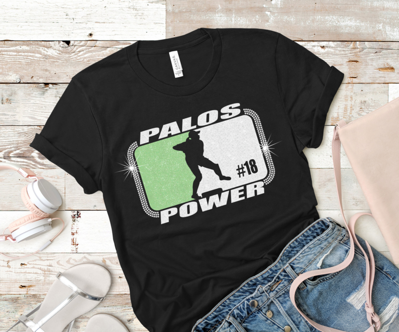 Glitter and Rhinestone Embellished Custom Softball Tee Shirt