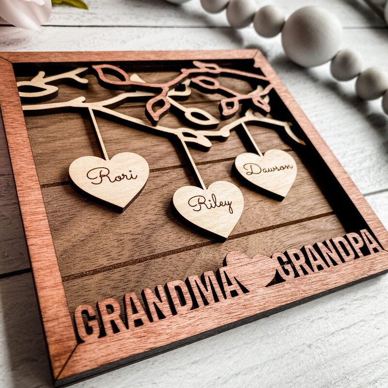 Hanging Hearts Family Decor
