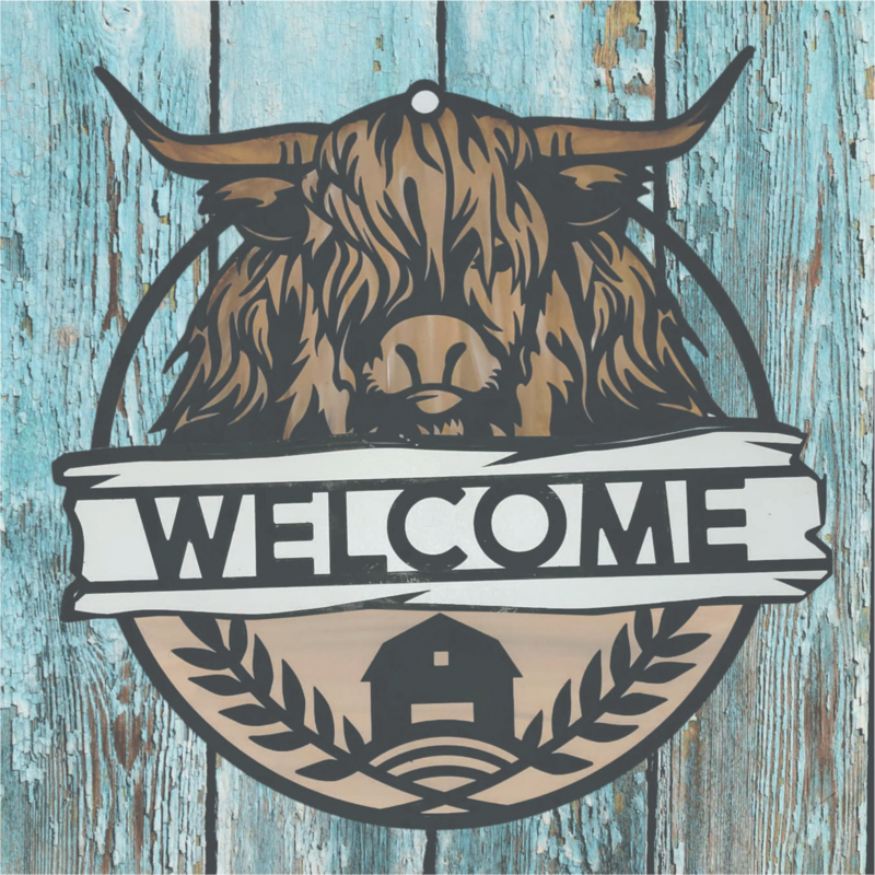 Highland Cow Welcome Wall Decor