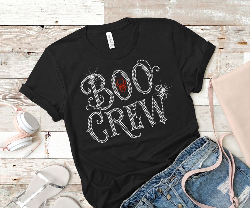 Boo Crew Rhinestone Tee with Spider Accent