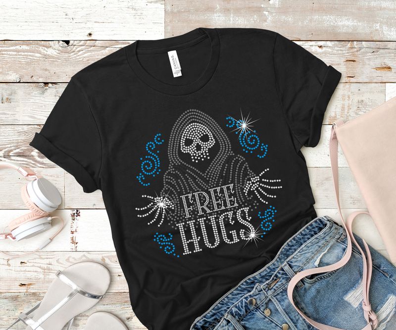 Grim Reaper Free Hugs Rhinestone Tee