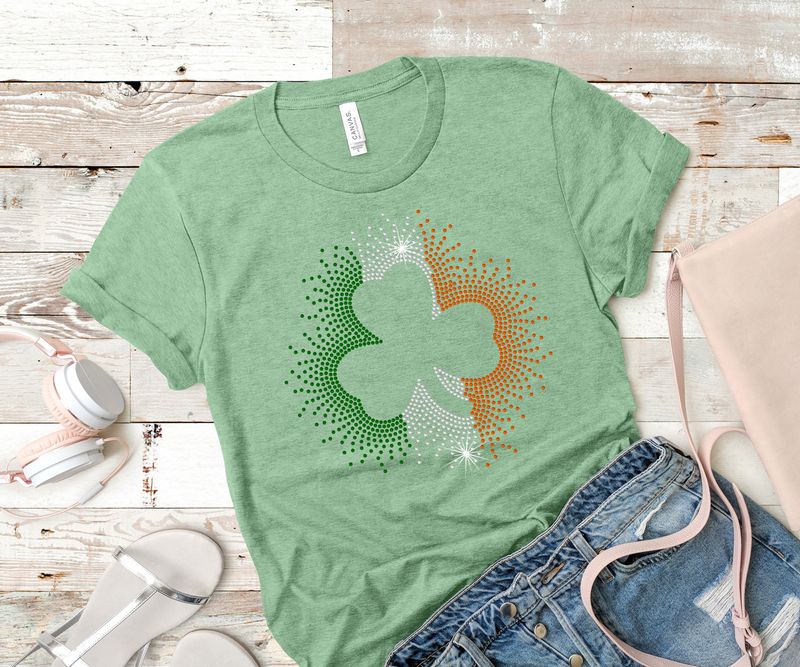 Rhinestone Irish Flag Tee