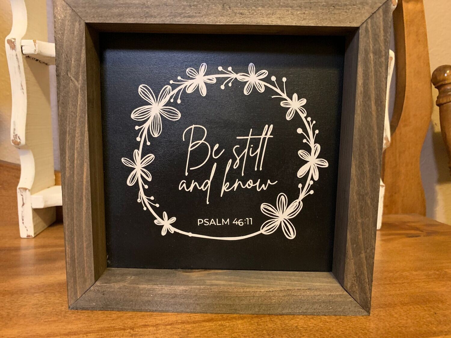Be Still and Know Wreath Framed Sign