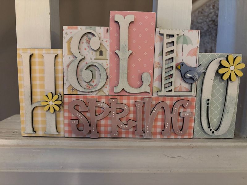 Hello Spring Block Sign
