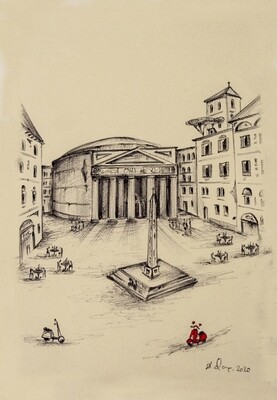 Pantheon Illustration, Rome, Italy