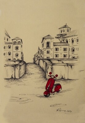 Italian Vespa view illustration