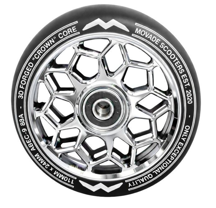 Movade "Crown" Wheels 110mm -  Silver Chrome  - 2 Stück