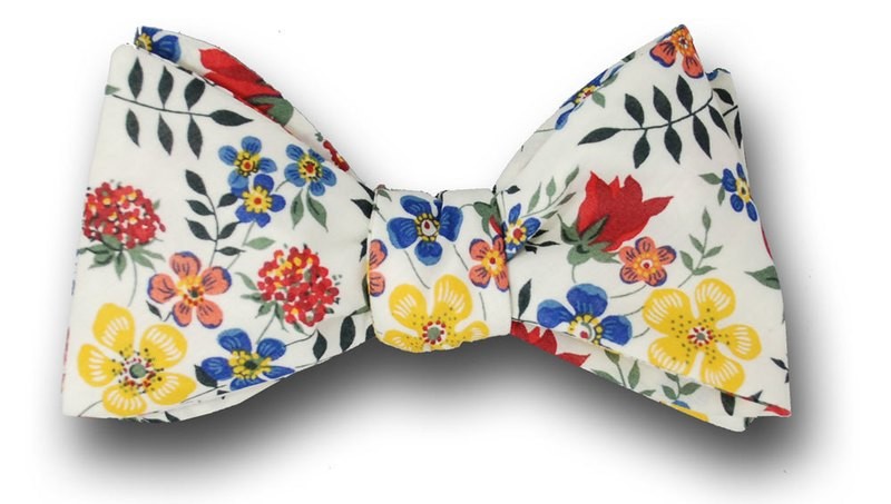 Men's Bowtie Edenham Floral in White/Multi Liberty London Bow Tie