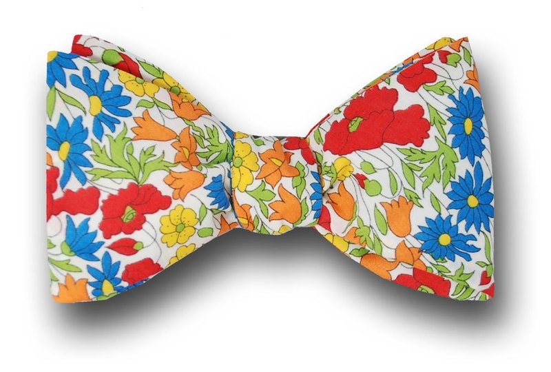 Men's Bowtie Poppy and Daisy Orange Liberty London Bow Tie