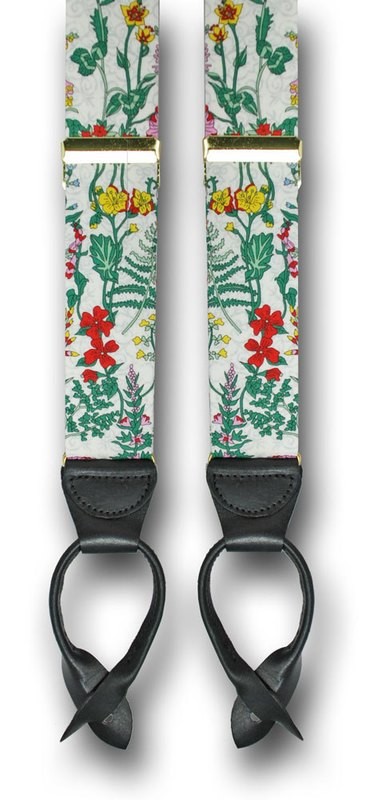 Men&#39;s Suspenders Garden Secrets White/Multi Color Liberty of London Floral Braces